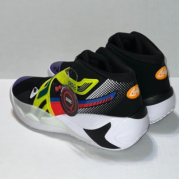 Puma Sz 9.5 Disc Rebirth Black Yellow Alert White Laceless Basketball 194812-02 main image 2